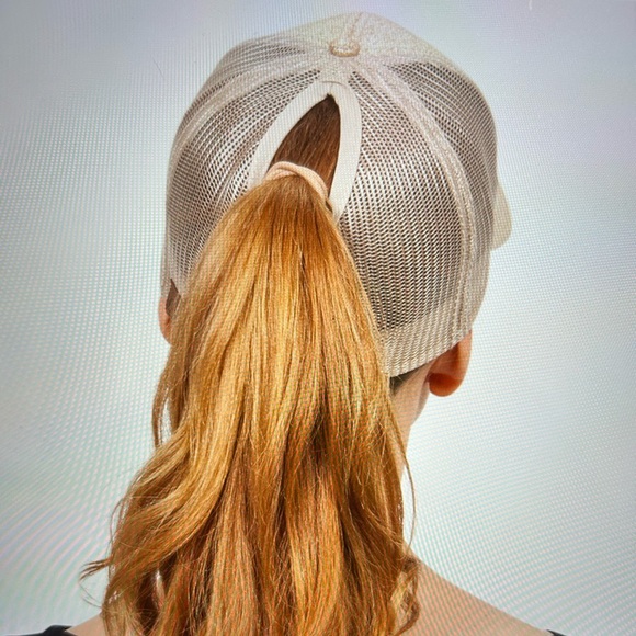 CC Exclusives Gold Glitter Hat High Ponytail Adjustable with Monogram Logo Patch - Picture 3 of 9